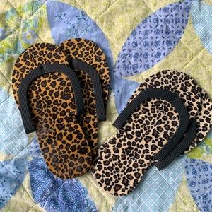 Leopard Print Flip Flops